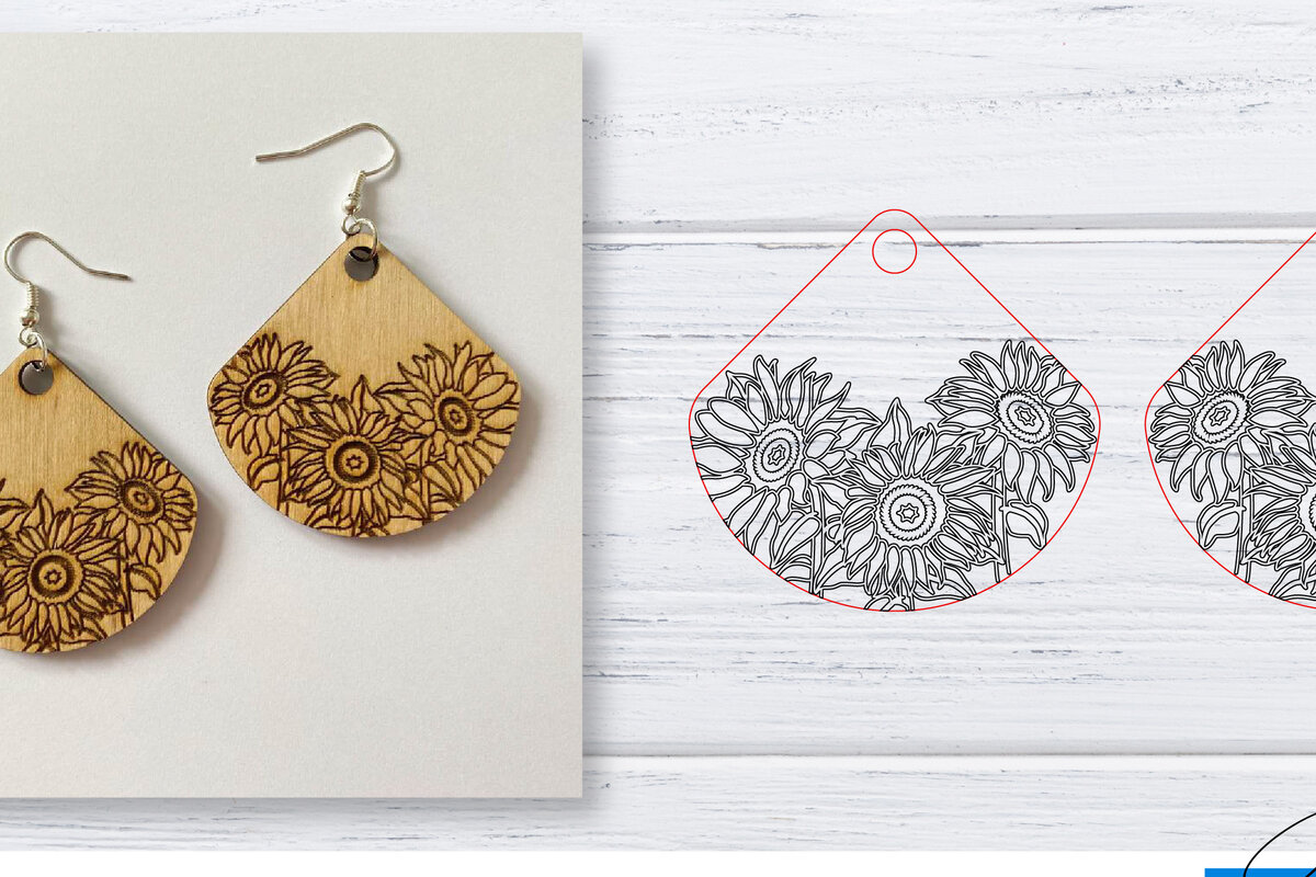 Intra απο ξύλο plywood 3mm-4mm πάχος - Σκουλαρίκια  | Sunflower  | Δίασταση 3x3 cm INTRAFABR-29598319