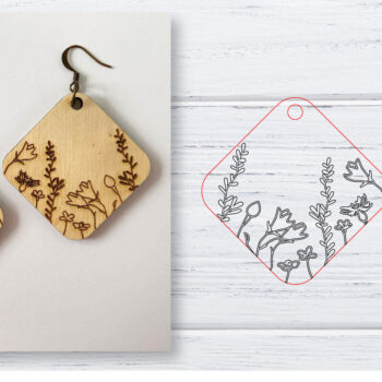 Intra απο ξύλο plywood 3mm-4mm πάχος - Σκουλαρίκια  | Wildflower  | Δίασταση 3x3 cm INTRAFABR-29598548 - Image 1