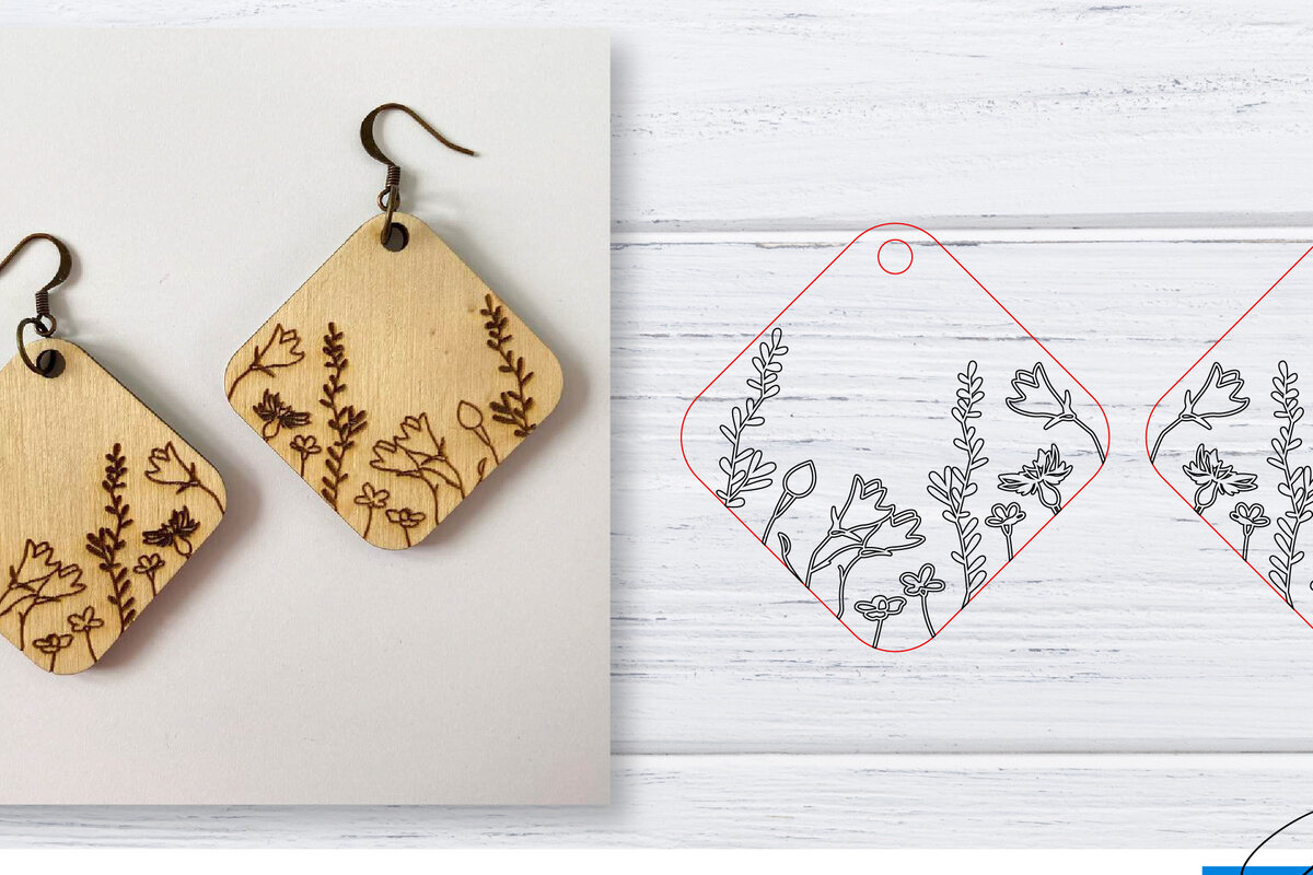 Intra απο ξύλο plywood 3mm-4mm πάχος - Σκουλαρίκια  | Wildflower  | Δίασταση 3x3 cm INTRAFABR-29598548