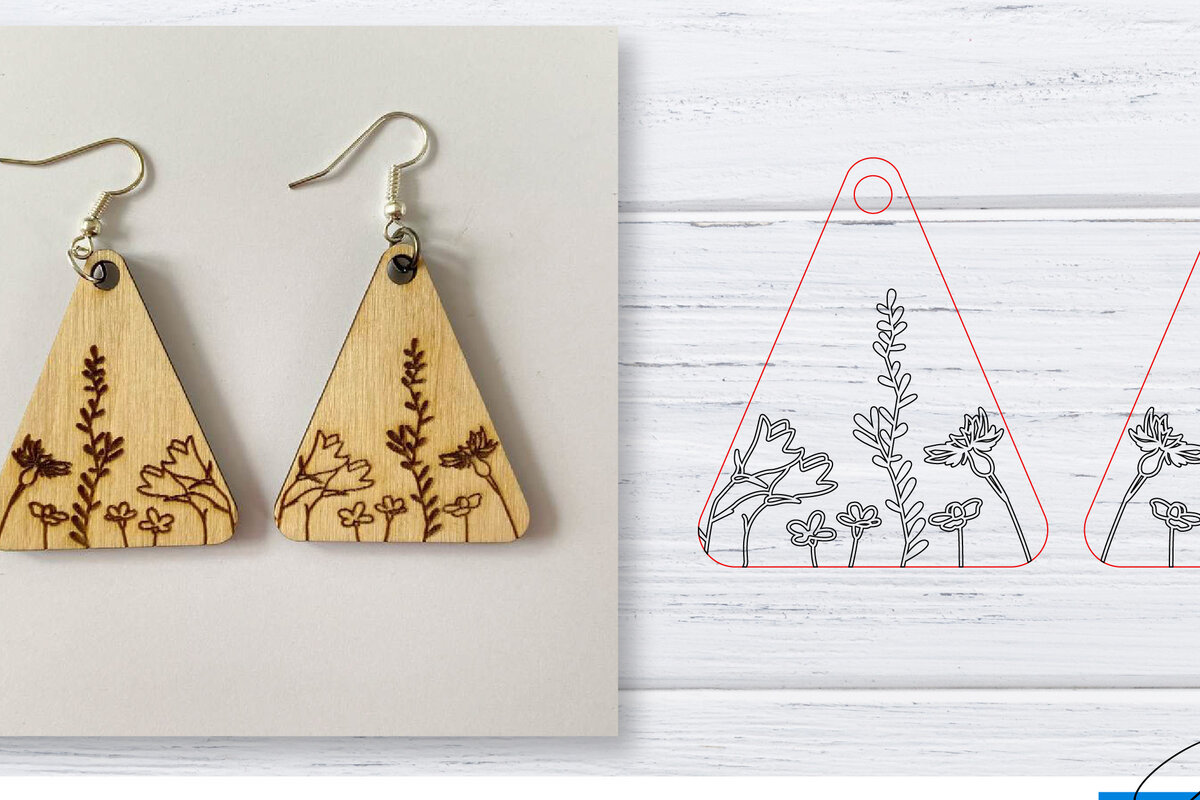 Intra απο ξύλο plywood 3mm-4mm πάχος - Σκουλαρίκια  | Wildflower  | Δίασταση 3x3 cm INTRAFABR-29598780