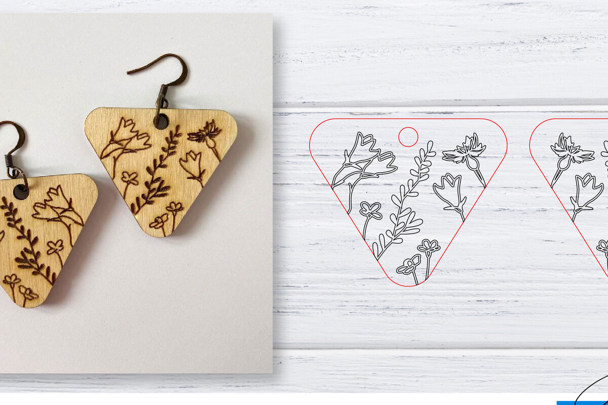 Intra απο ξύλο plywood 3mm-4mm πάχος - Σκουλαρίκια  | Wildflower  | Δίασταση 3x3 cm INTRAFABR-29598874