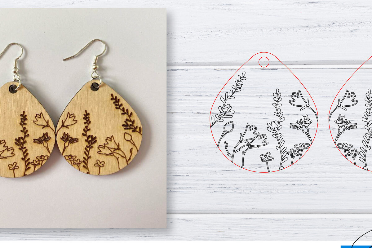 Intra απο ξύλο plywood 3mm-4mm πάχος - Σκουλαρίκια  | Wildflower  | Δίασταση 3x3 cm INTRAFABR-29598912