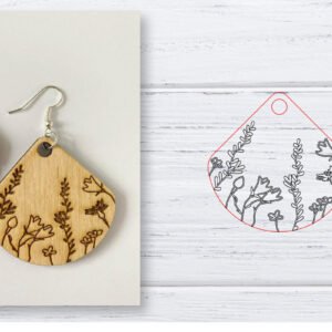 Intra απο ξύλο plywood 3mm-4mm πάχος - Σκουλαρίκια  | Wildflower  | Δίασταση 3x3 cm INTRAFABR-29598944