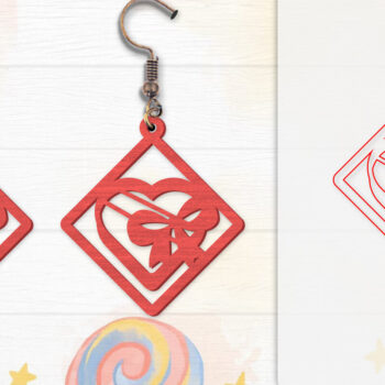 Intra απο ξύλο plywood 3mm-4mm πάχος - Σκουλαρίκια Valentine Lasercut Δίασταση 3x3 cm INTRAFABR-114654944 - Image 2