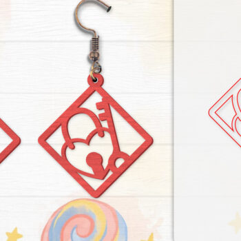 Intra απο ξύλο plywood 3mm-4mm πάχος - Σκουλαρίκια Valentine Lasercut Δίασταση 3x3 cm INTRAFABR-114654944 - Image 8