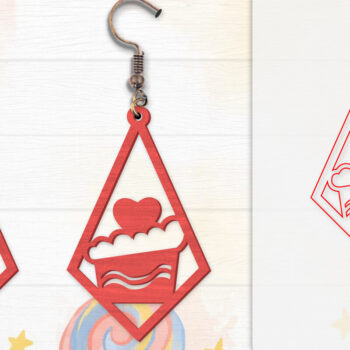 Intra απο ξύλο plywood 3mm-4mm πάχος - Σκουλαρίκια Valentine Lasercut Δίασταση 3x3 cm INTRAFABR-114654946 - Image 6