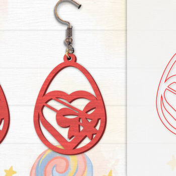 Intra απο ξύλο plywood 3mm-4mm πάχος - Σκουλαρίκια Valentine Lasercut Δίασταση 3x3 cm INTRAFABR-114654949 - Image 2