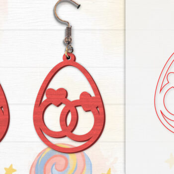 Intra απο ξύλο plywood 3mm-4mm πάχος - Σκουλαρίκια Valentine Lasercut Δίασταση 3x3 cm INTRAFABR-114654949 - Image 5