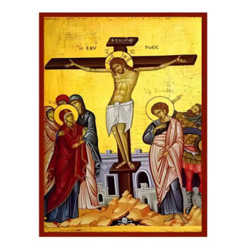 Εικόνα Ορθοδοξίας με περίγραμμα χρυσό σε ξύλο Φλαμουρίας με βάση Εικόνα Σταύρωση του Χριστού Χειροποίητη Ελληνορθόδοξη , Κρεμαστή πλάκα βυζαντινής τέχνης, χριστιανική τέχνη Διάσταση 10x7 cm (3,9 x 2,8 ίντσες) INTRAEK-670793 - Image 1