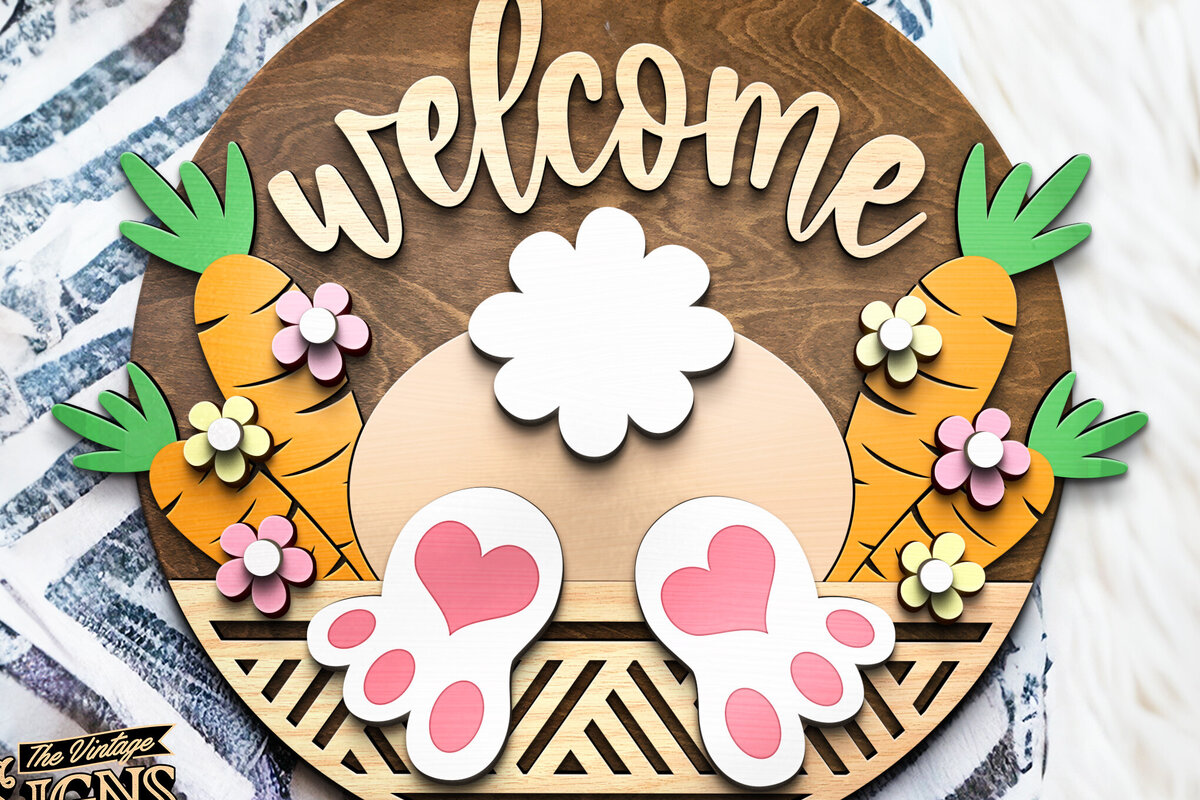 Intra απο ξύλο plywood 3mm-4mm πάχος - Easeter Bunny | Κρεμάστρα πόρτας  Δίασταση 15x15 cm INTRAFABR-117240056