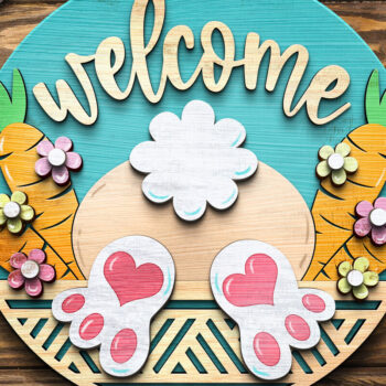 Intra απο ξύλο plywood 3mm-4mm πάχος - Easeter Bunny | Κρεμάστρα πόρτας Δίασταση 15x15 cm INTRAFABR-117240056 - Image 3