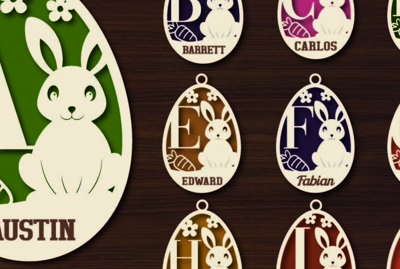 Intra απο ξύλο plywood 3mm-4mm πάχος - Πάσχα a-z Όνομα Laser Cut  Δίασταση 20x25 cm INTRAFABR-113959111