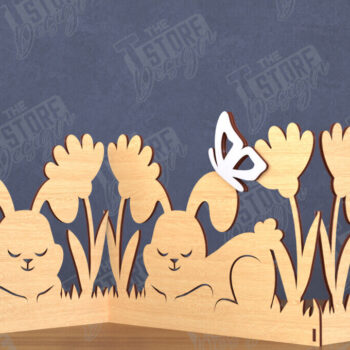 Intra απο ξύλο plywood 3mm-4mm πάχος - Πασχαλινή πινακίδα ακορντεόν | Happy Bunny |CNC Δίασταση 15x15 cm INTRAFABR-117719732 - Image 1