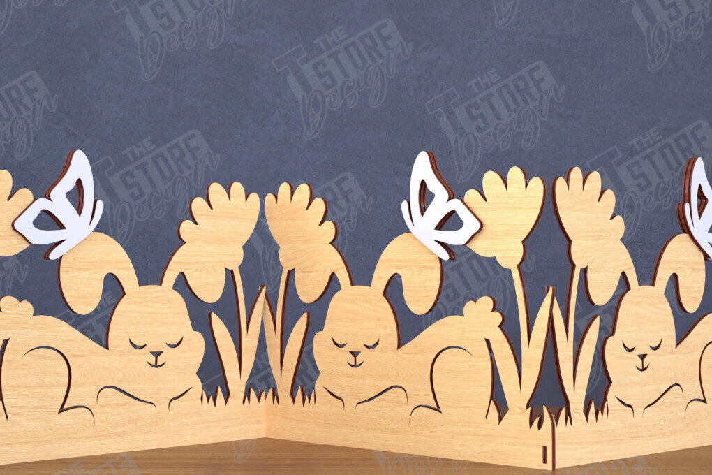 Intra απο ξύλο plywood 3mm-4mm πάχος - Πασχαλινή πινακίδα ακορντεόν | Happy Bunny |CNC Δίασταση 15x15 cm INTRAFABR-117719732