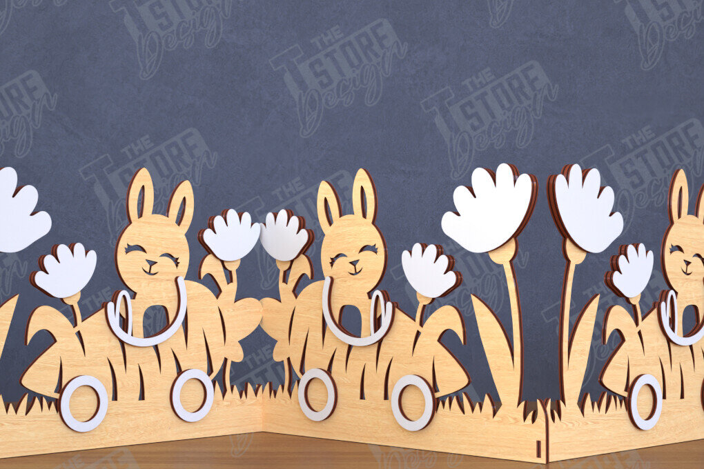 Intra απο ξύλο plywood 3mm-4mm πάχος - Πασχαλινή πινακίδα ακορντεόν | Happy Bunny |CNC Δίασταση 15x15 cm INTRAFABR-117719728