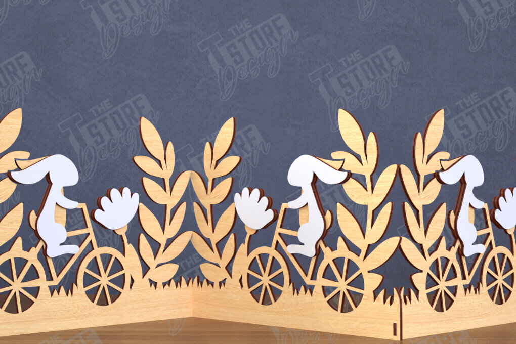 Intra απο ξύλο plywood 3mm-4mm πάχος - Πασχαλινή πινακίδα ακορντεόν | Happy Bunny |CNC Δίασταση 15x15 cm INTRAFABR-117719697