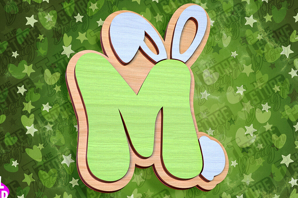 Intra απο ξύλο plywood 3mm-4mm πάχος - Πασχαλινό αλφάβητο  | Σχέδιο λαγουδάκι Δίασταση 15x15 cm INTRAFABR-92143909