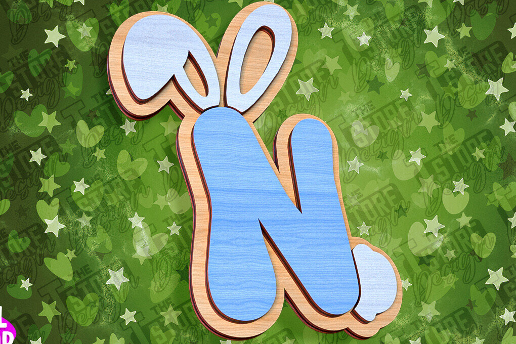 Intra απο ξύλο plywood 3mm-4mm πάχος - Πασχαλινό αλφάβητο  | Σχέδιο λαγουδάκι Δίασταση 15x15 cm INTRAFABR-92143934