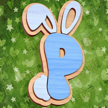 Intra απο ξύλο plywood 3mm-4mm πάχος - Πασχαλινό αλφάβητο  | Σχέδιο λαγουδάκι Δίασταση 15x15 cm INTRAFABR-92144015 - Image 1