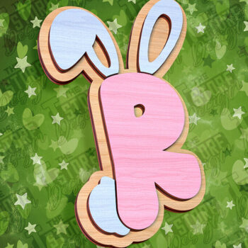 Intra απο ξύλο plywood 3mm-4mm πάχος - Πασχαλινό αλφάβητο  | Σχέδιο λαγουδάκι Δίασταση 15x15 cm INTRAFABR-92144111 - Image 1