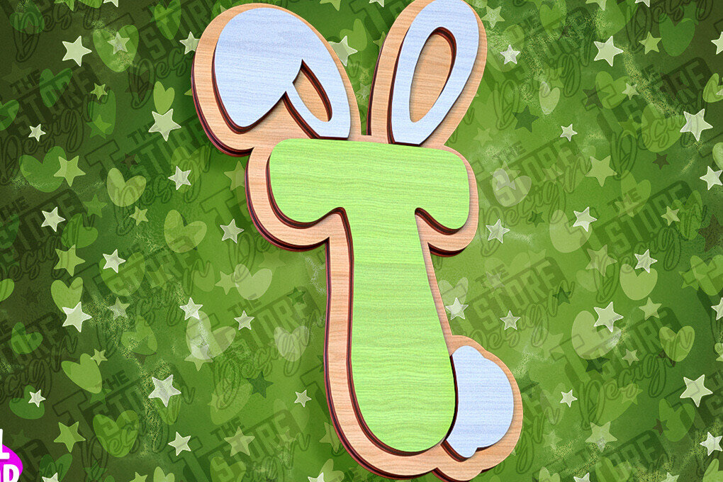 Intra απο ξύλο plywood 3mm-4mm πάχος - Πασχαλινό αλφάβητο  | Σχέδιο λαγουδάκι Δίασταση 15x15 cm INTRAFABR-92144163