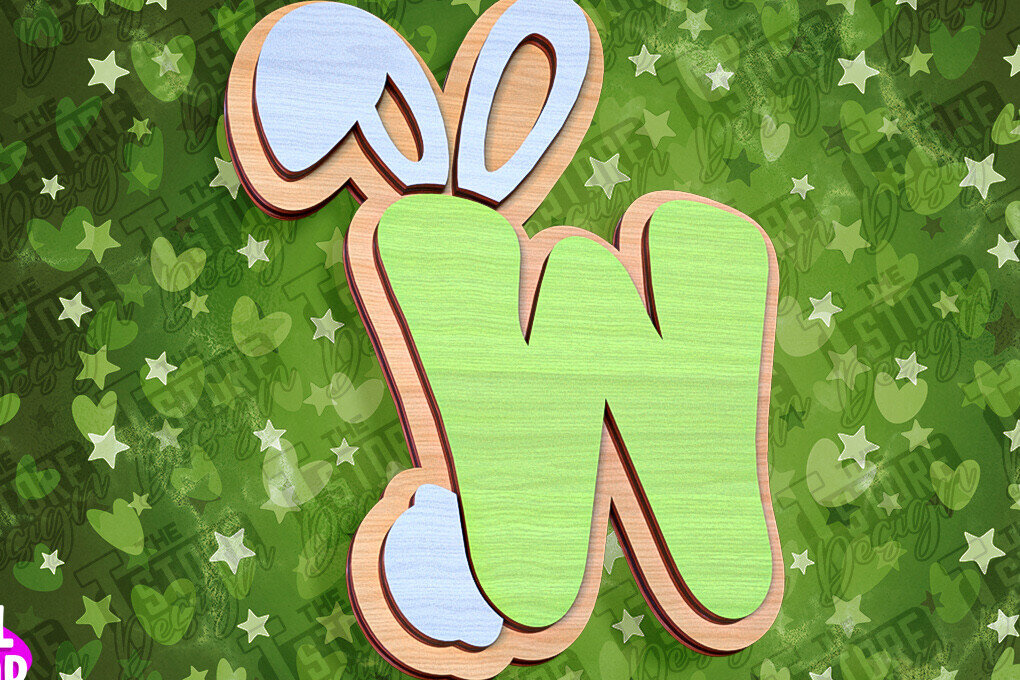 Intra απο ξύλο plywood 3mm-4mm πάχος - Πασχαλινό αλφάβητο  | Σχέδιο λαγουδάκι Δίασταση 15x15 cm INTRAFABR-92144217