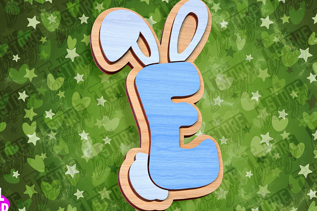 Intra απο ξύλο plywood 3mm-4mm πάχος - Πασχαλινό αλφάβητο  | Σχέδιο λαγουδάκι Δίασταση 15x15 cm INTRAFABR-92143734