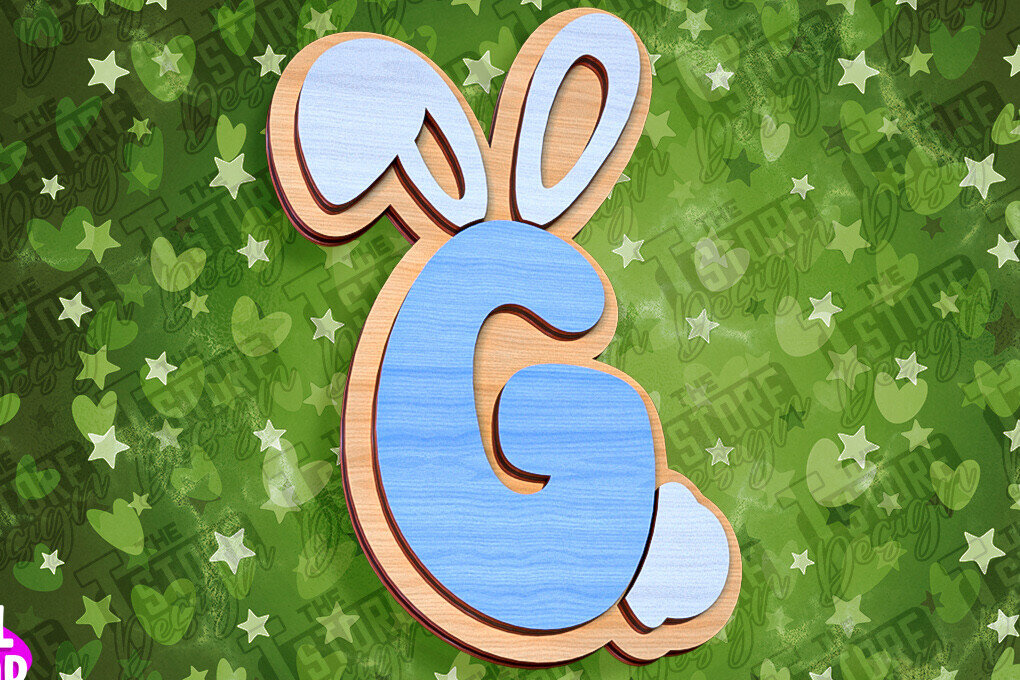 Intra απο ξύλο plywood 3mm-4mm πάχος - Πασχαλινό αλφάβητο  | Σχέδιο λαγουδάκι Δίασταση 15x15 cm INTRAFABR-92143781