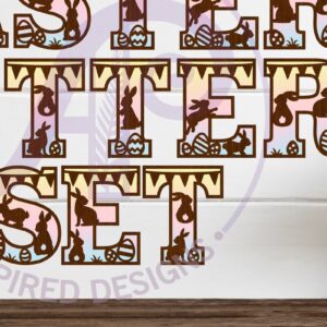 Intra απο ξύλο plywood 3mm-4mm πάχος - Πασχαλινό σετ αλφαβήτου. Γράμματα 2 επιπέδων. 54 Δίασταση 30x20 cm INTRAFABR-113482359