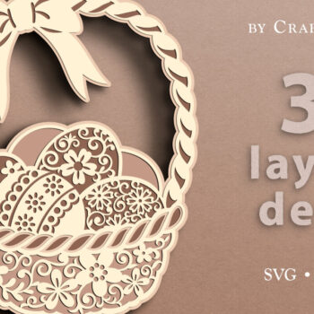 Intra απο ξύλο plywood 3mm-4mm πάχος - Πασχαλινό καλάθι 3D Layered  Cut  Δίασταση 30x20 cm INTRAFABR-38078571 - Image 1