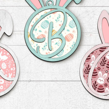 Intra απο ξύλο plywood 3mm-4mm πάχος - Στολίδι με αλφάβητα για πασχαλινό καλάθι λαγουδάκι Δίασταση 6x6 cm INTRAFABR-122053941 - Image 1