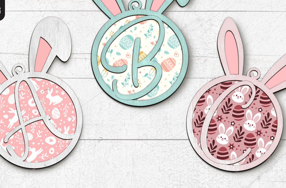 Intra απο ξύλο plywood 3mm-4mm πάχος - Στολίδι με αλφάβητα για πασχαλινό καλάθι λαγουδάκι Δίασταση 6x6 cm INTRAFABR-122053941