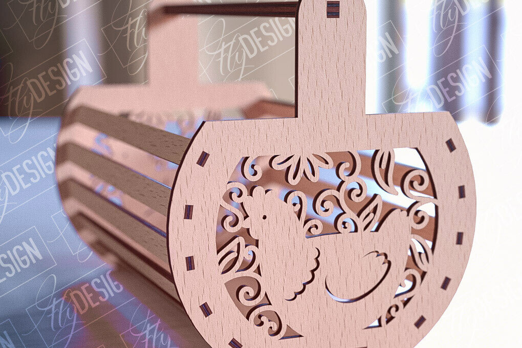 Intra απο ξύλο plywood 3mm-4mm πάχος - Πασχαλινό καλάθι Laser Cut | Καλό Πάσχα Δίασταση 15x15 cm INTRAFABR-90357049