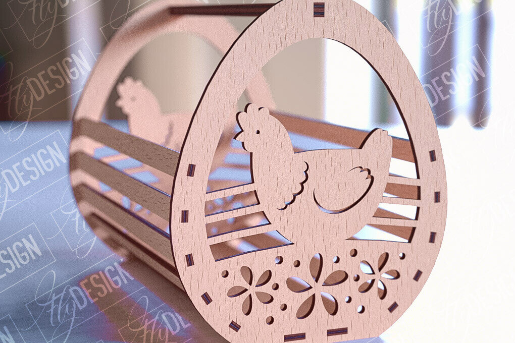 Intra απο ξύλο plywood 3mm-4mm πάχος - Πασχαλινό καλάθι Laser Cut | Καλό Πάσχα Δίασταση 15x15 cm INTRAFABR-90357073
