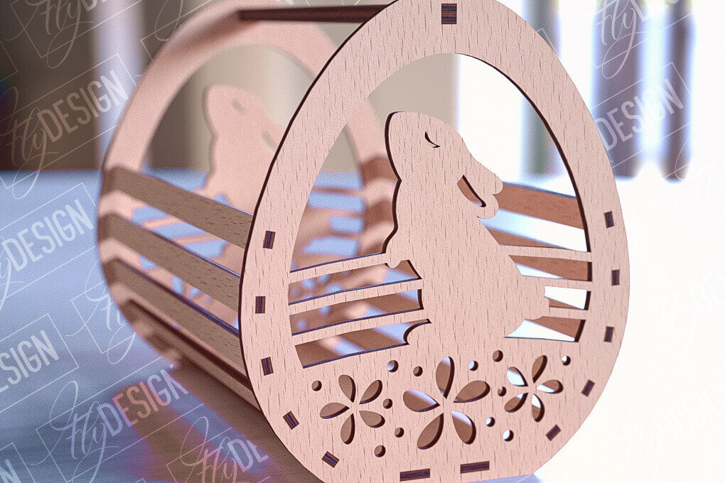 Intra απο ξύλο plywood 3mm-4mm πάχος - Πασχαλινό καλάθι Laser Cut | Καλό Πάσχα Δίασταση 15x15 cm INTRAFABR-90357079