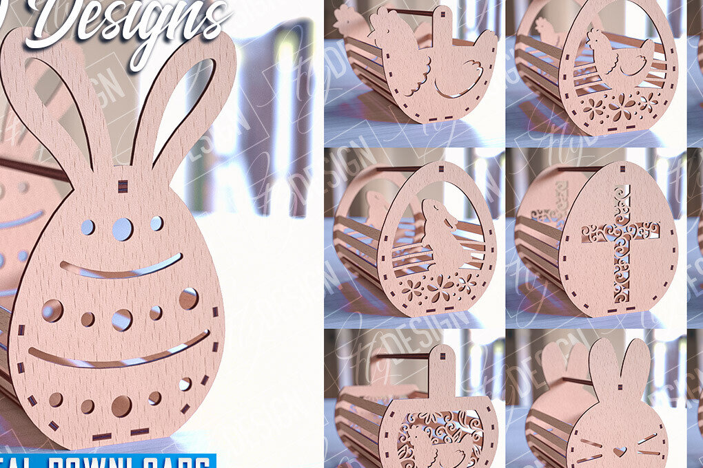 Intra απο ξύλο plywood 3mm-4mm πάχος - Πασχαλινό καλάθι Laser Cut | Καλό Πάσχα Δίασταση 15x15 cm INTRAFABR-90357092