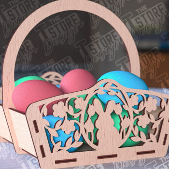 Intra απο ξύλο plywood 3mm-4mm πάχος - Πασχαλινό καλάθι Laser Cut | Καλό Πάσχα Δίασταση 15x15 cm INTRAFABR-91057148 - Image 1