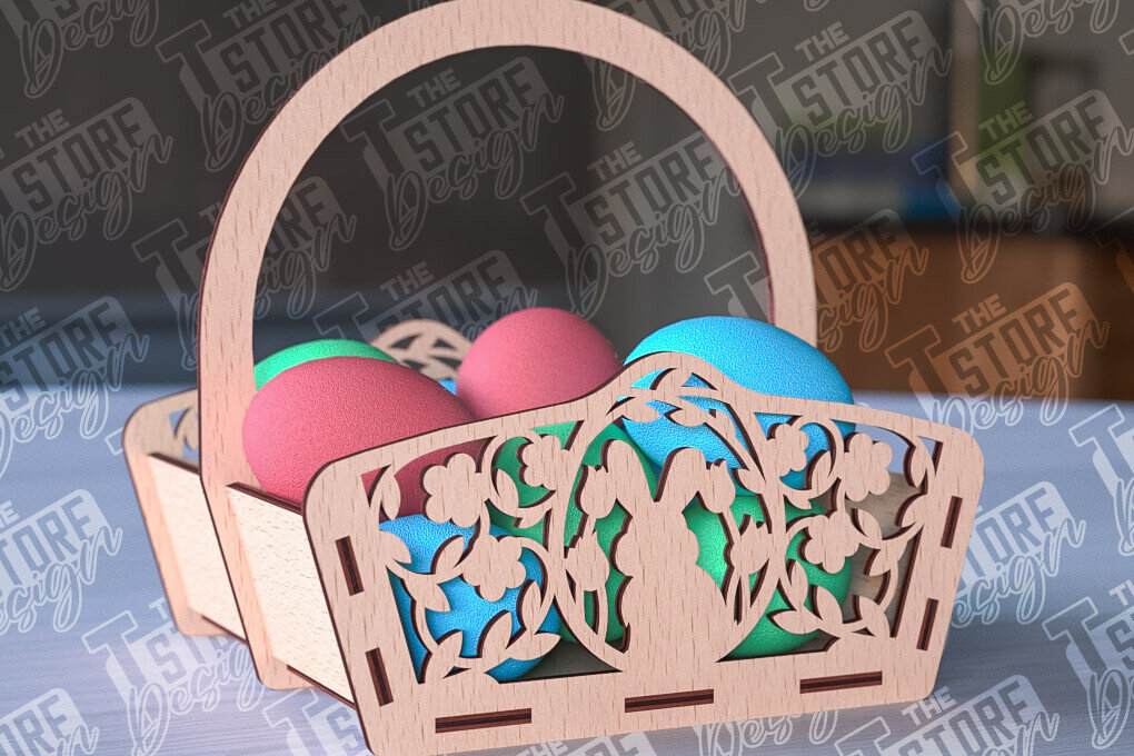 Intra απο ξύλο plywood 3mm-4mm πάχος - Πασχαλινό καλάθι Laser Cut | Καλό Πάσχα Δίασταση 15x15 cm INTRAFABR-91057148