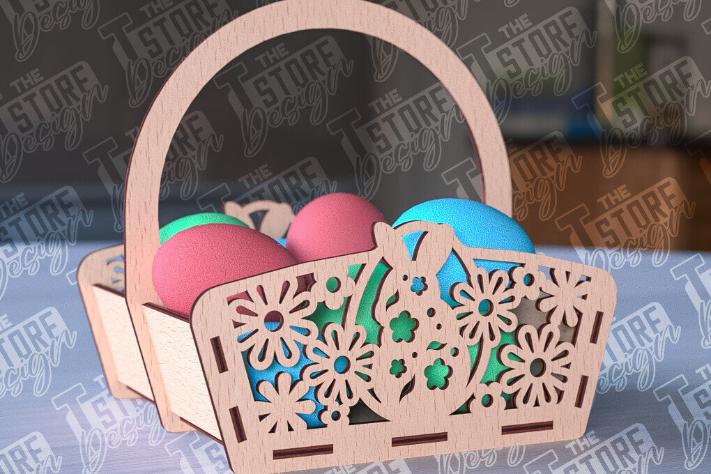 Intra απο ξύλο plywood 3mm-4mm πάχος - Πασχαλινό καλάθι Laser Cut | Καλό Πάσχα Δίασταση 15x15 cm INTRAFABR-91057152