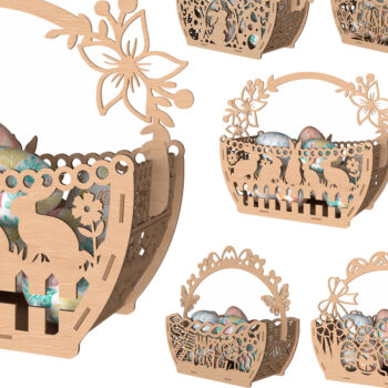 Intra απο ξύλο plywood 3mm-4mm πάχος - Πασχαλινό καλάθι Laser Cut Πακέτο  Δίασταση 20x20 cm INTRAFABR-114668259 - Image 1