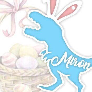 Intra απο ξύλο plywood 3mm-4mm πάχος - Πασχαλινό καλάθι Tag Dinosaur  Laser Δίασταση 20x20 cm INTRAFABR-91359134 - Image 1