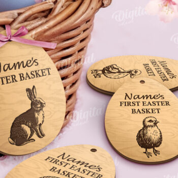 Intra απο ξύλο plywood 3mm-4mm πάχος - Πασχαλινό καλάθι Ετικέτες LaserCut Bundle Δίασταση 15x15 cm INTRAFABR-115232354 - Image 1