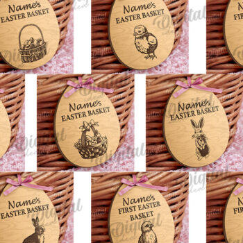 Intra απο ξύλο plywood 3mm-4mm πάχος - Πασχαλινό καλάθι Ετικέτες LaserCut Bundle Δίασταση 15x15 cm INTRAFABR-115232354 - Image 2