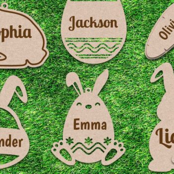 Intra απο ξύλο plywood 3mm-4mm πάχος - Πασχαλινό καλάθι Ετικέτες Namelaser Cut Files Δίασταση 15x15 cm INTRAFABR-9442072 - Image 1