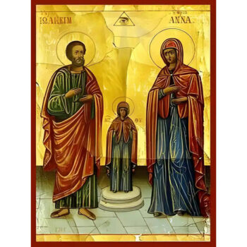 Εικόνα Ορθοδοξίας με περίγραμμα χρυσό σε ξύλο Φλαμουρίας  με  βάση Εικόνα ΑΓΙΟΙ ΙΩΑΚΕΙΜ ΚΑΙ ΑΝΝΑ, ΘΕΟΠΑΤΟΡΕΣ, ΜΕ ΠΑΝΑΓΙΑ, ΟΛΟΣΩΜΟΙ Χειροποίητη Ελληνορθόδοξη εικόνα του Ιησού Χριστού, Κρεμαστή πλάκα βυζαντινής τέχνης, χριστιανική τέχνη Διάσταση 40x30 cm (10,2x7,9 ίντσες)  INTRAEK-1447757865166 - Image 1