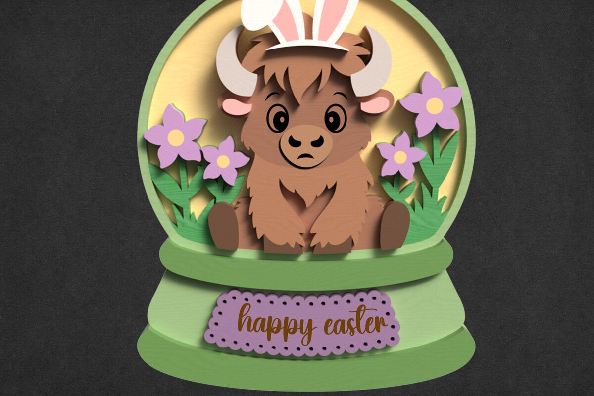 Intra απο ξύλο plywood 3mm-4mm πάχος -  Easter Bison Snow Globe Δίασταση 15x15 cm INTRAFABR-118607498