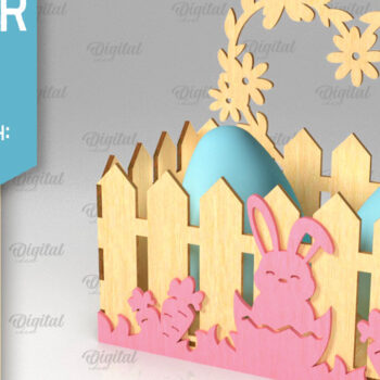 Intra απο ξύλο plywood 3mm-4mm πάχος - Πασχαλινό κουτί . 3D Πασχαλινό Καλάθι Laser Δίασταση 15x15 cm INTRAFABR-89118466 - Image 3