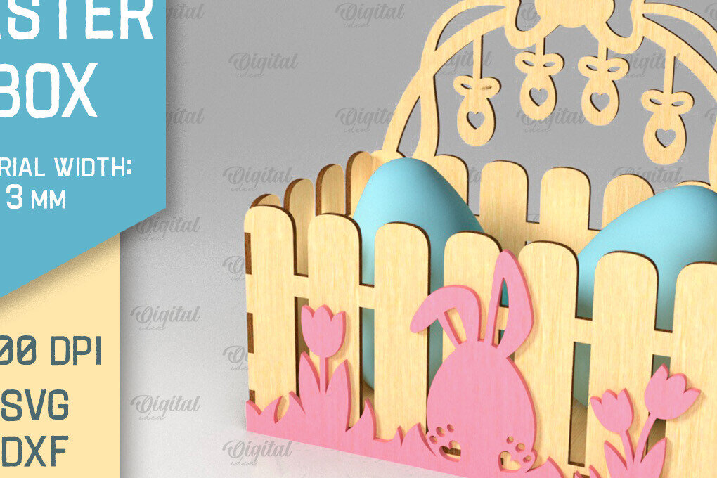 Intra απο ξύλο plywood 3mm-4mm πάχος - Πασχαλινό κουτί . 3D Πασχαλινό Καλάθι Laser Δίασταση 15x15 cm INTRAFABR-89118314