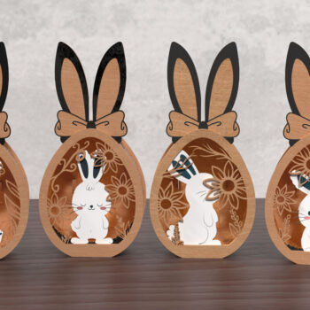 Intra απο ξύλο plywood 3mm-4mm πάχος - Πακέτο φαναριού με 3D Layered Easter Bunny Δίασταση 15x15 cm INTRAFABR-118559529 - Image 1