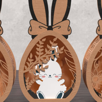 Intra απο ξύλο plywood 3mm-4mm πάχος - Πακέτο φαναριού με 3D Layered Easter Bunny Δίασταση 15x15 cm INTRAFABR-118559529 - Image 5